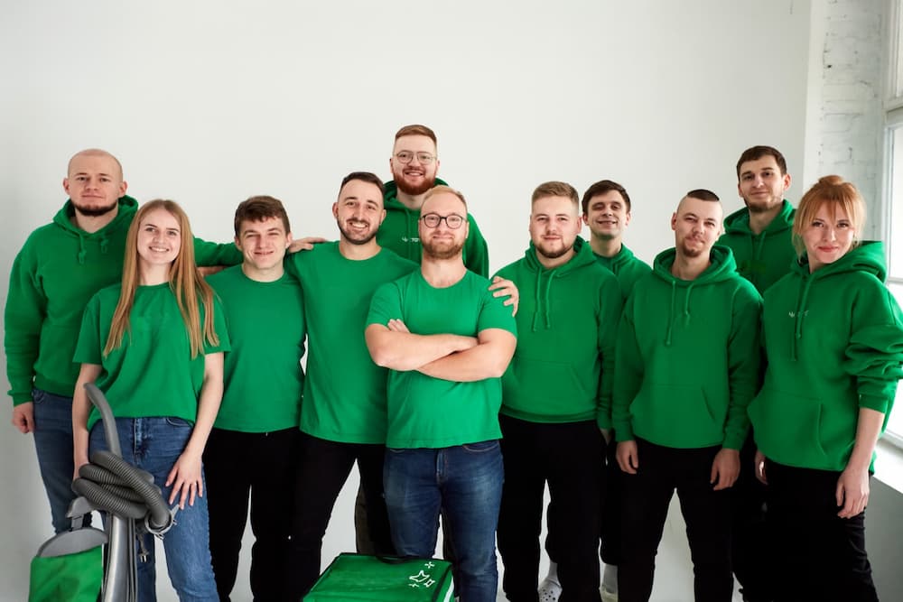 mysite-name cleaning team with equipment